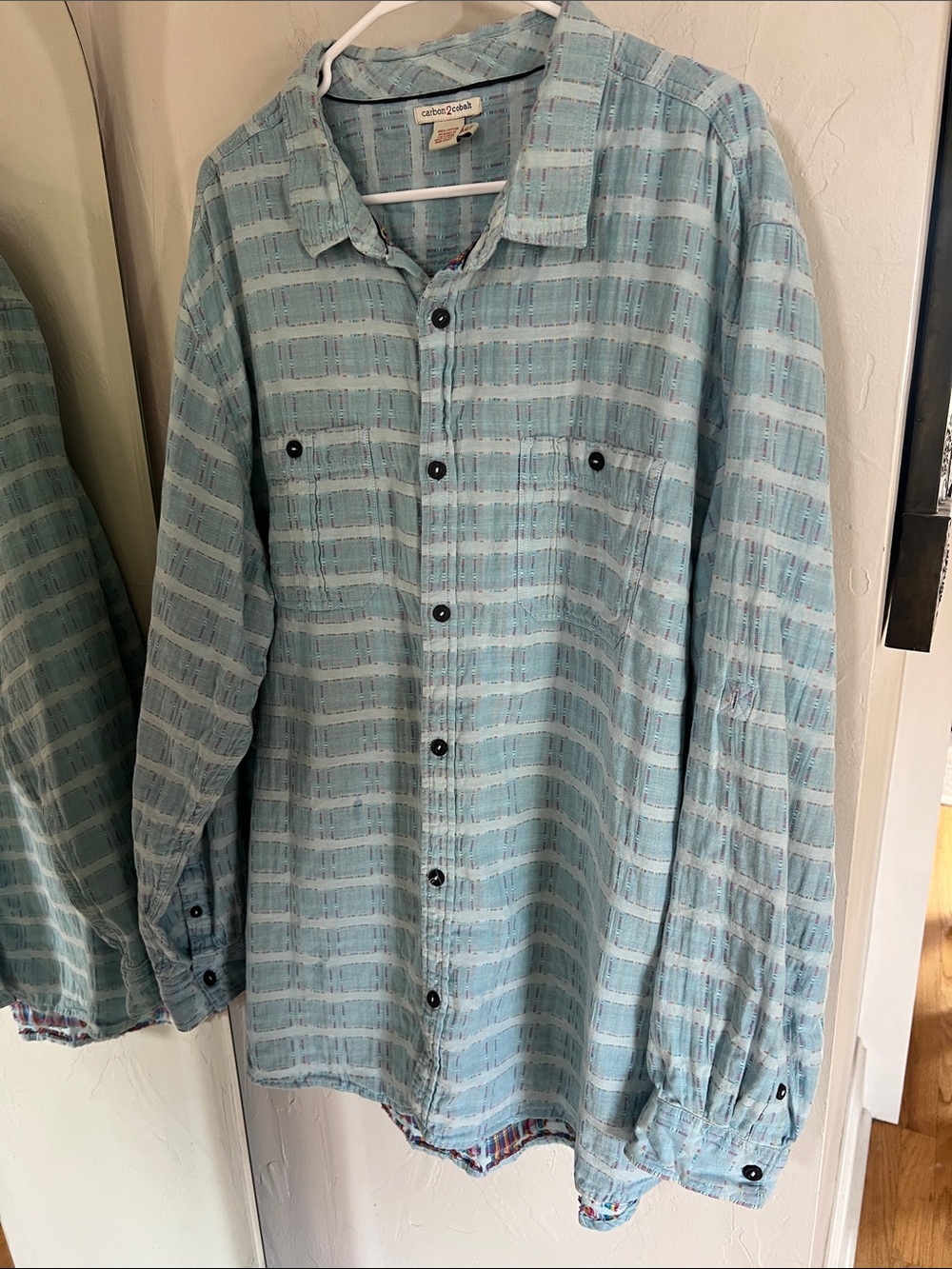 Fun colorful Light Blue Plaid Men's Lightweight button up